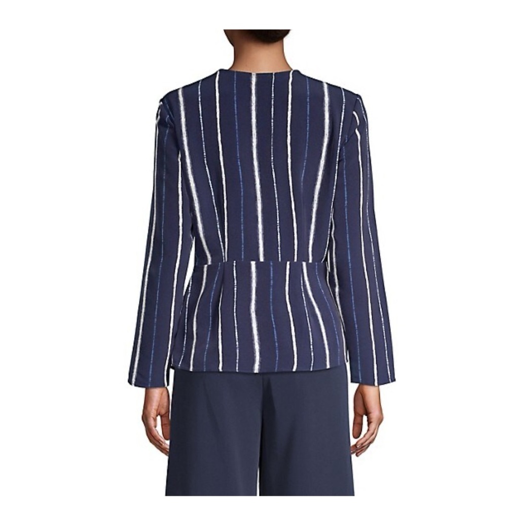 👯♀️Host Pick⚡️ H by Halston Pleated Surplice Top- Navy Shibori - Picture 2 of 9